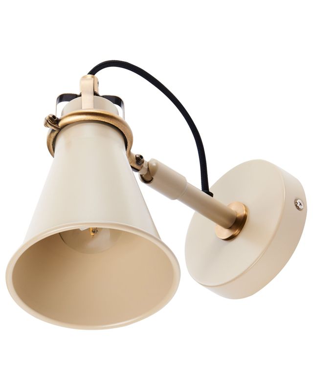 Sæt med 2 justerbare væglamper Moyola i metal, beige, 1 par