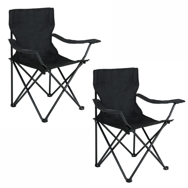 Sæt med 2 foldbare campingstole Anter i sort