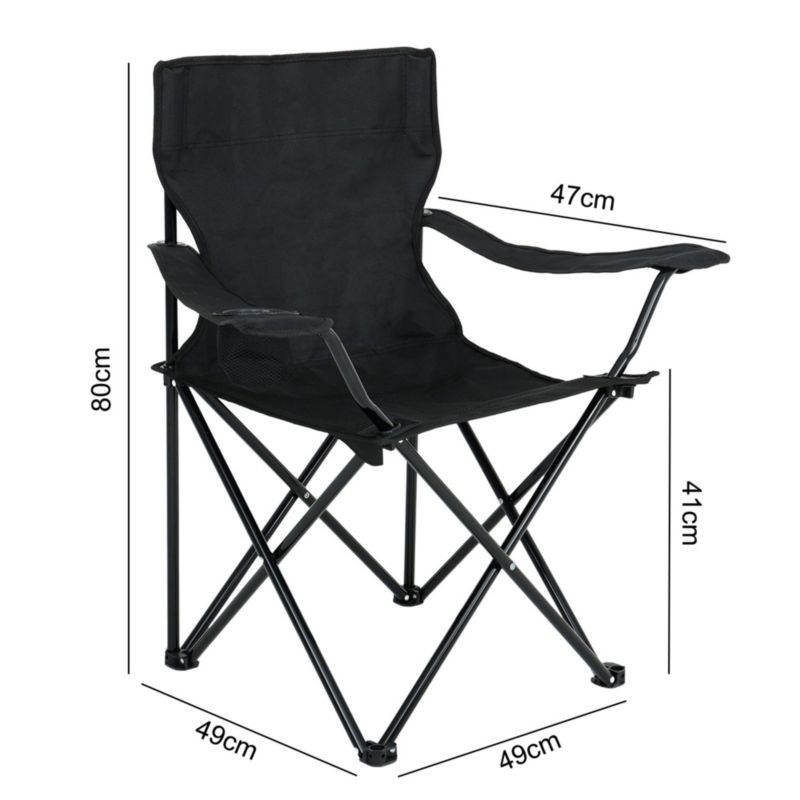 Sæt med 2 foldbare campingstole Anter i sort