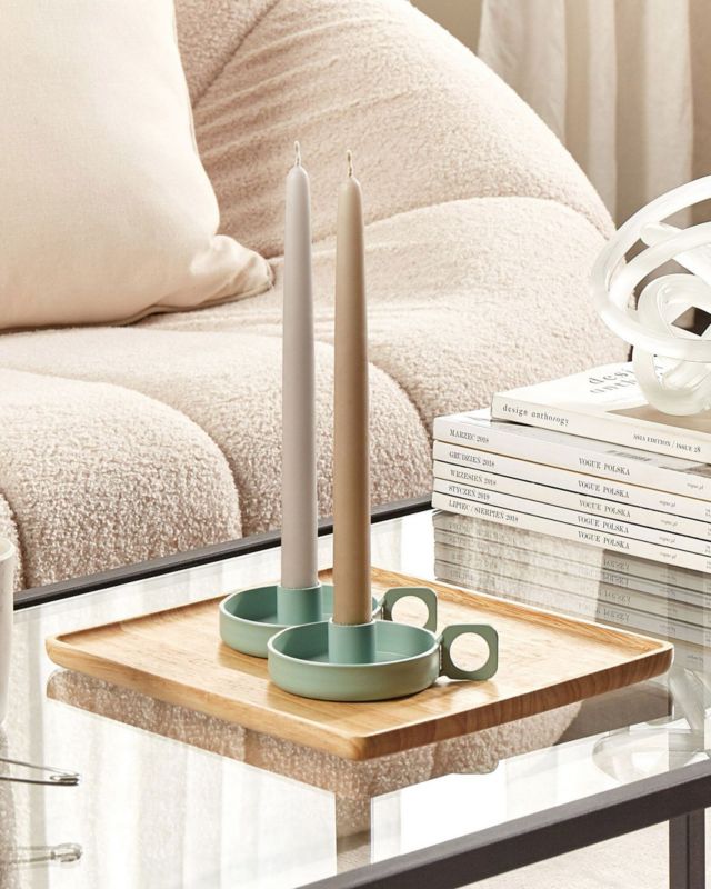 Sæt med 2 Chorio Metal lysestager 4 cm Mintgrøn 1 par