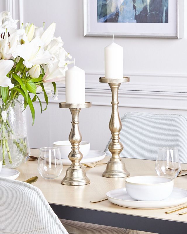 Sæt med 2 Cuba metal-lysestager 37/28 cm i guld, 1 par