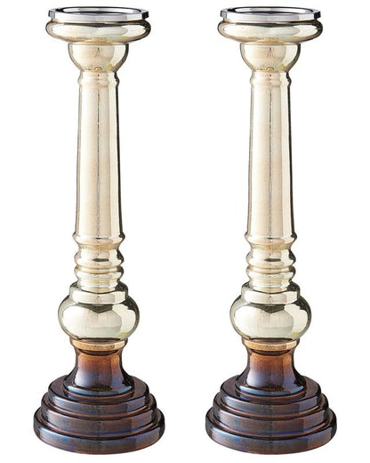 Sæt med 2 Imarti lysestager i glas 40 cm gylden 1 par