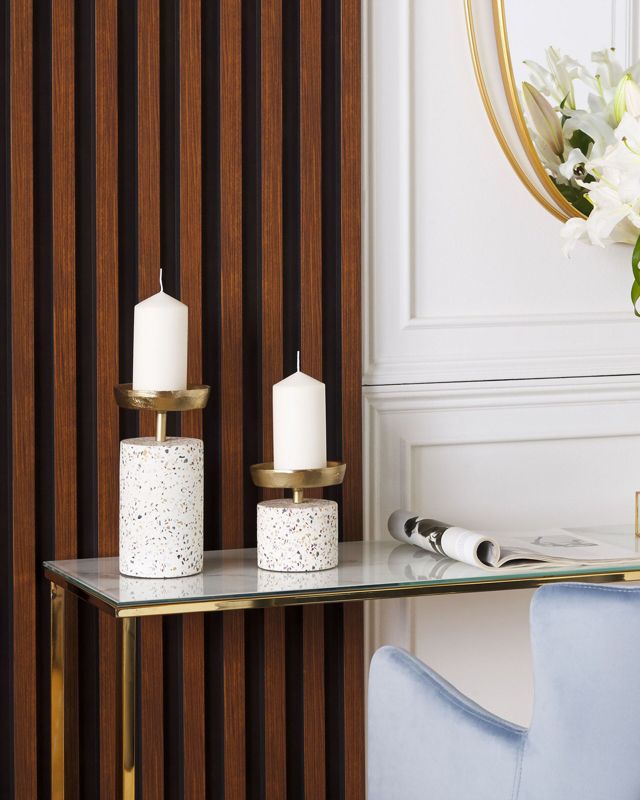 Sæt med 2 Kaengan lysestager i sten 13/24 cm guld 1 par