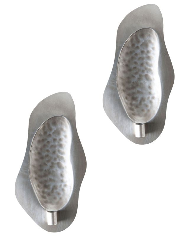 Sæt med 2 Odemira metal-lysestager 40 cm sølv, 1 par