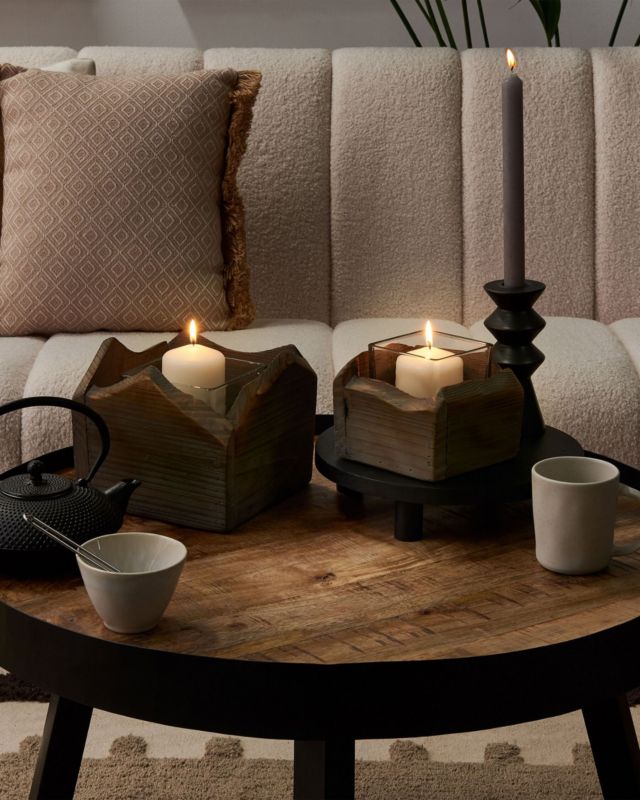 Sæt med 2 Plateros lysestager i træ 15/12 cm Mørkt træ 1 par