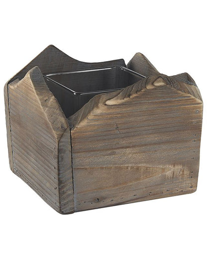 Sæt med 2 Plateros lysestager i træ 15/12 cm Mørkt træ 1 par