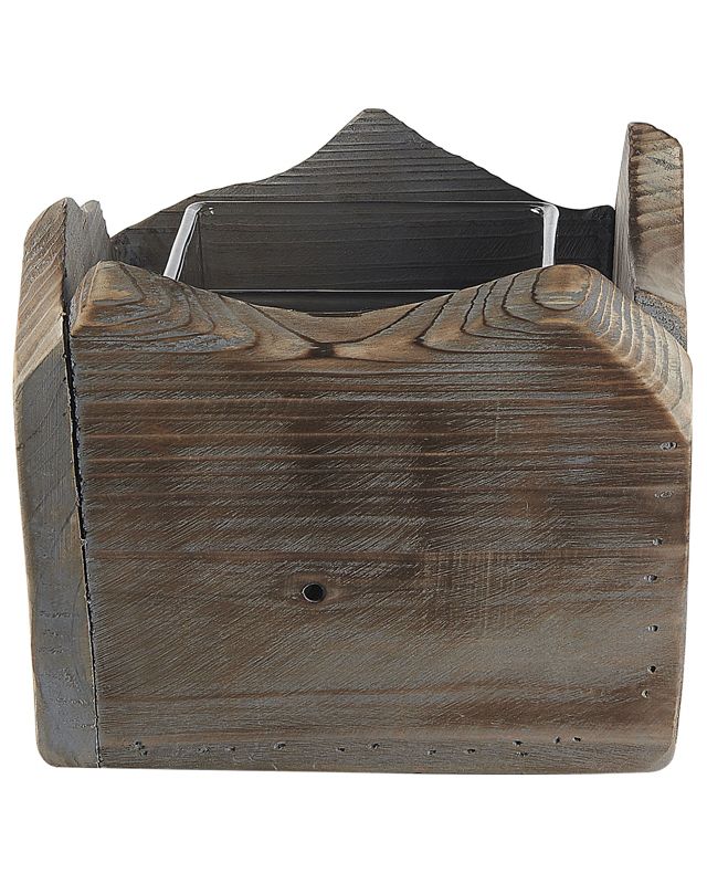 Sæt med 2 Plateros lysestager i træ 15/12 cm Mørkt træ 1 par