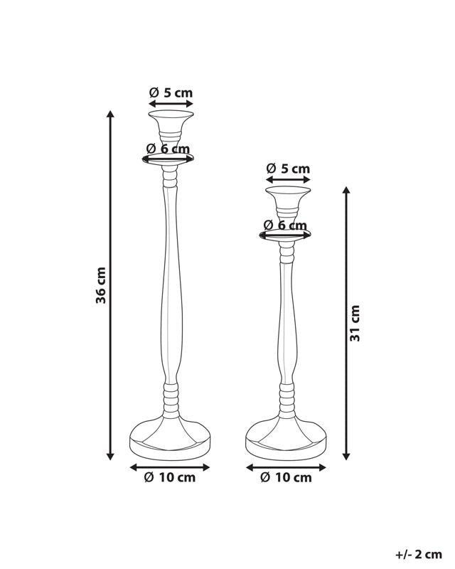 Sæt med 2 metallysestager Tirah 31/36 cm i guld, 1 par