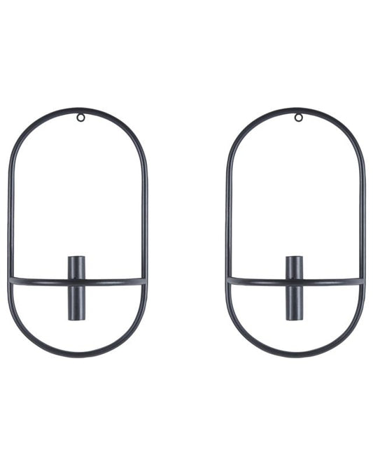 Sæt med 2 hængende lysestager Caviana Metal 38 cm Sort 1 par