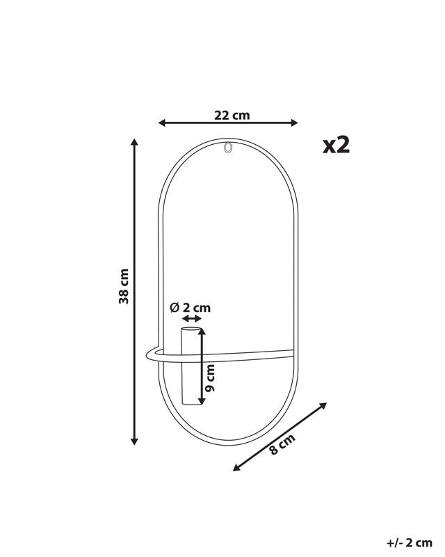 Sæt med 2 hængende lysestager Caviana Metal 38 cm Guld 1 par