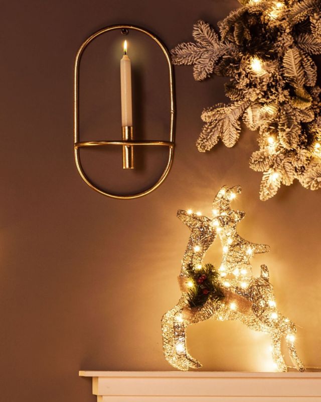 Sæt med 2 hængende lysestager Caviana Metal 38 cm Guld 1 par