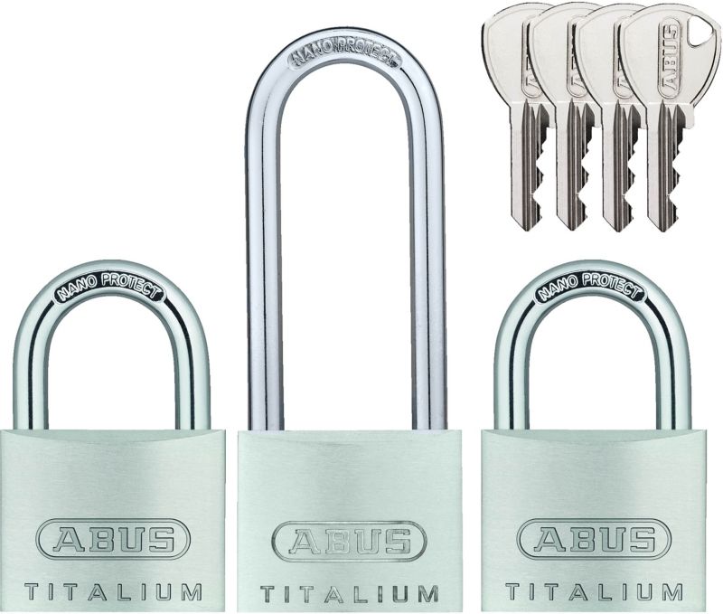 Sæt med 3 Abus bøjlelåse på 1 nøgle 40 mm HB63TB