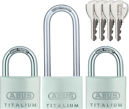 Sæt med 3 Abus bøjlelåse på 1 nøgle 40 mm HB63TB
