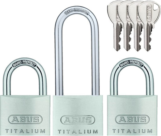 Sæt med 3 Abus bøjlelåse på 1 nøgle 40 mm HB63TB