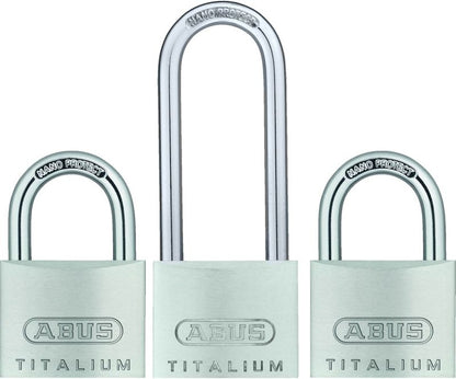 Sæt med 3 Abus bøjlelåse på 1 nøgle 40 mm HB63TB