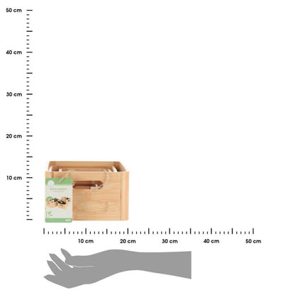 Bambus Organizer Sæt 3 Dele med Håndtag 30x19x11 cm Beige