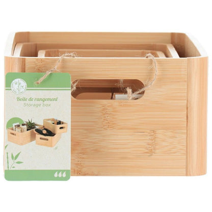 Bambus Organizer Sæt 3 Dele med Håndtag 30x19x11 cm Beige