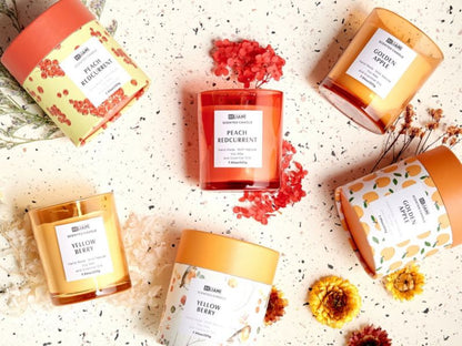 Sæt med 3 duftlys Colorful barrel i sojavoks med frugtnoter