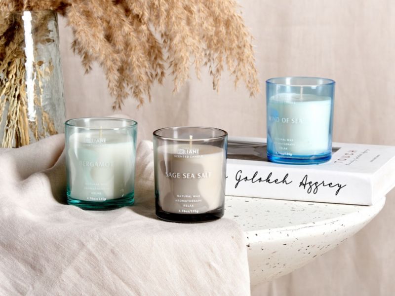 Sæt med 3 duftlys Sheer joy Sojavoks Friske noter 1 sæt