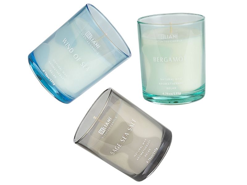 Sæt med 3 duftlys Sheer joy Sojavoks Friske noter 1 sæt