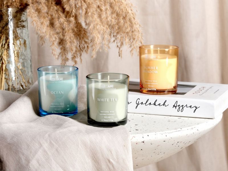 Sæt med 3 duftlys Sheer joy Sojavoks Friske noter 1 sæt