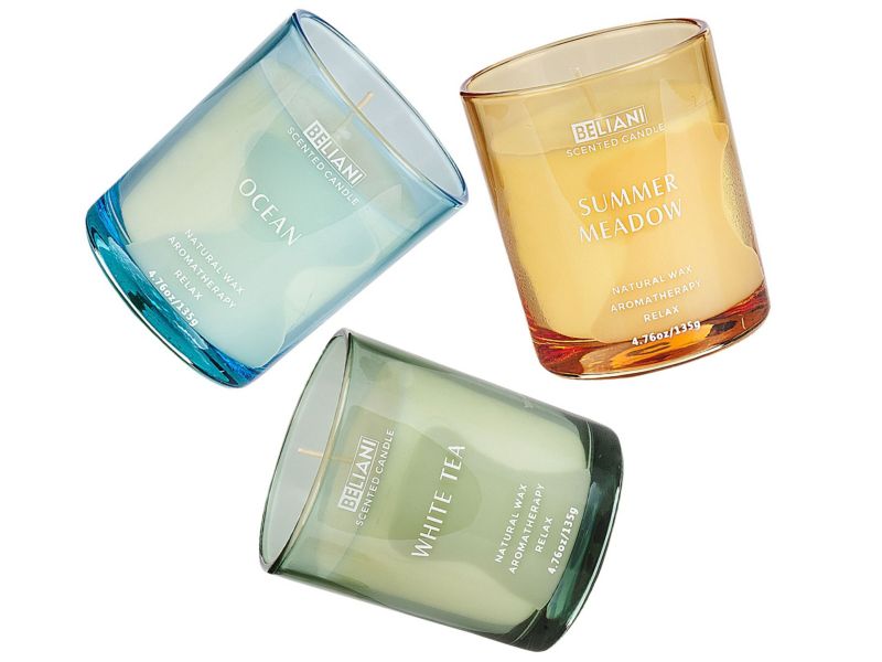 Sæt med 3 duftlys Sheer joy Sojavoks Friske noter 1 sæt