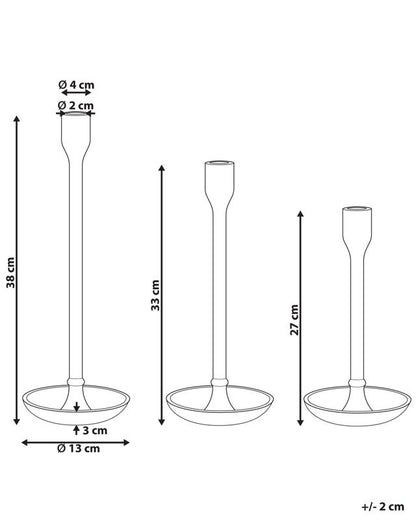 Sæt med 3 Liwung metal-lysestager 27/33/38 cm i guld, 1 sæt