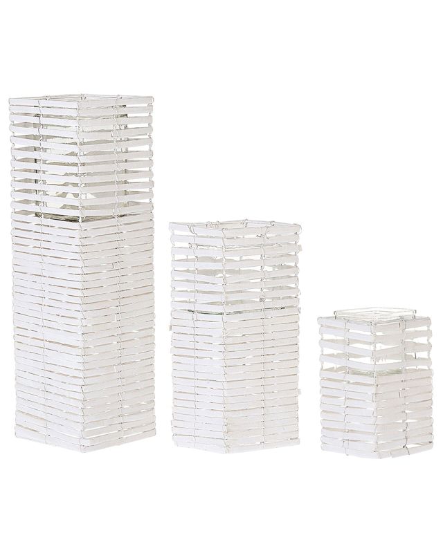 Sæt med 3 Marola lysestager 54/34/20 cm hvid 1 sæt