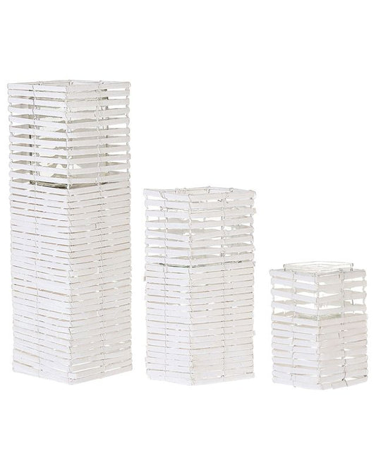 Sæt med 3 Marola lysestager 54/34/20 cm hvid 1 sæt