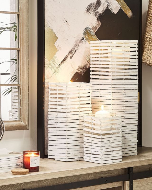 Sæt med 3 Marola lysestager 54/34/20 cm hvid 1 sæt