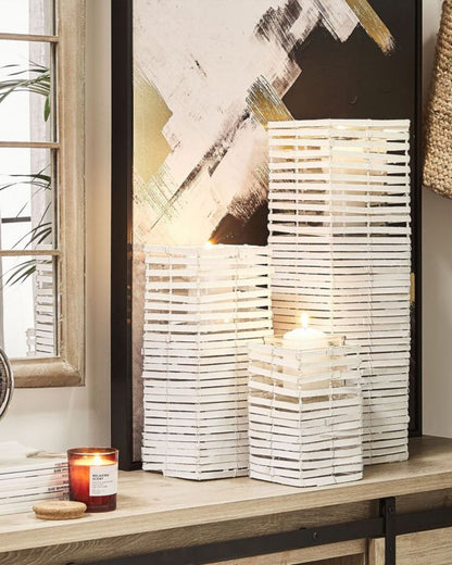 Sæt med 3 Marola lysestager 54/34/20 cm hvid 1 sæt