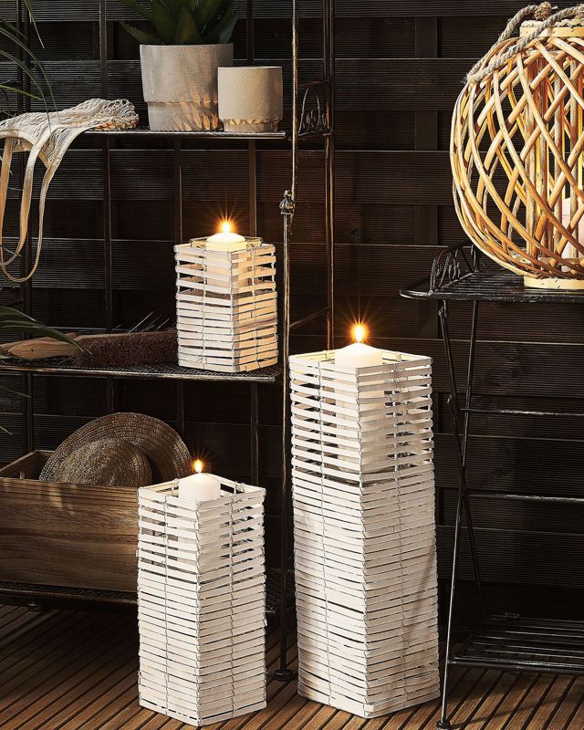 Sæt med 3 Marola lysestager 54/34/20 cm hvid 1 sæt