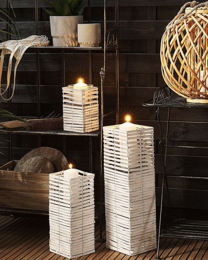 Sæt med 3 Marola lysestager 54/34/20 cm hvid 1 sæt