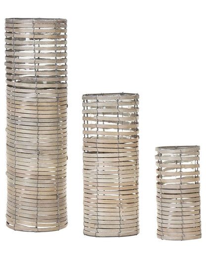 Sæt med 3 Rovare lysestager 60/39/25 cm grå 1 sæt