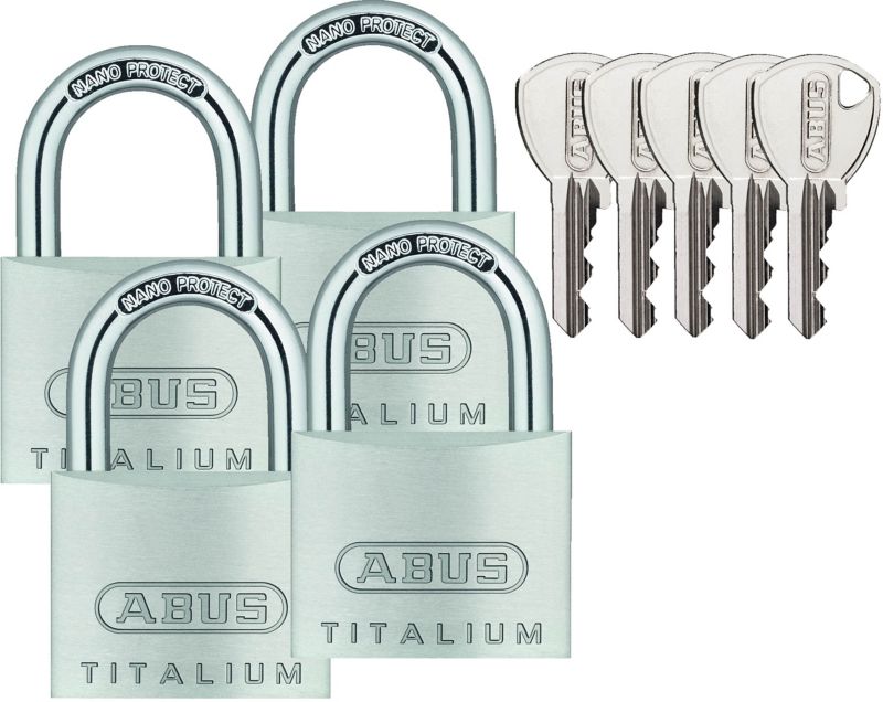 Sæt med 4 Abus bøjlelåse på 1 nøgle 40 mm QUAD B