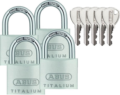 Sæt med 4 Abus bøjlelåse på 1 nøgle 40 mm QUAD B