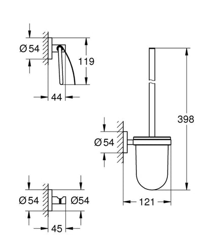 Badeværelsessæt 3 Dele Væghængt Krom 4005176328350
