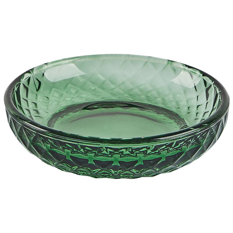 Badeværelsessæt 4 Dele Grøn Glas 11 x 11 x 17 cm