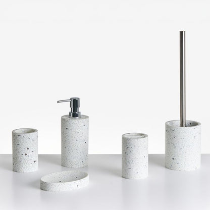 Badeværelsessæt 5 Dele Hvid Terrazzo 1 Sæt