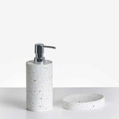 Badeværelsessæt 5 Dele Hvid Terrazzo 1 Sæt