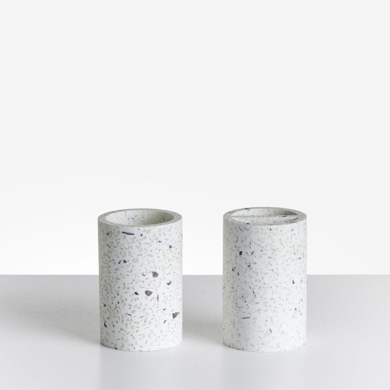 Badeværelsessæt 5 Dele Hvid Terrazzo 1 Sæt