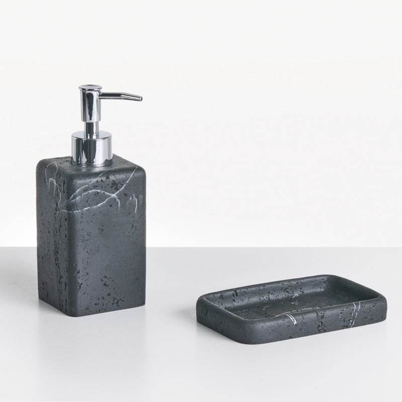 Badeværelsessæt 5 Dele Sort Marmor 100x100x380 mm