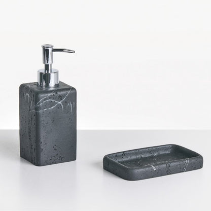 Badeværelsessæt 5 Dele Sort Marmor 100x100x380 mm