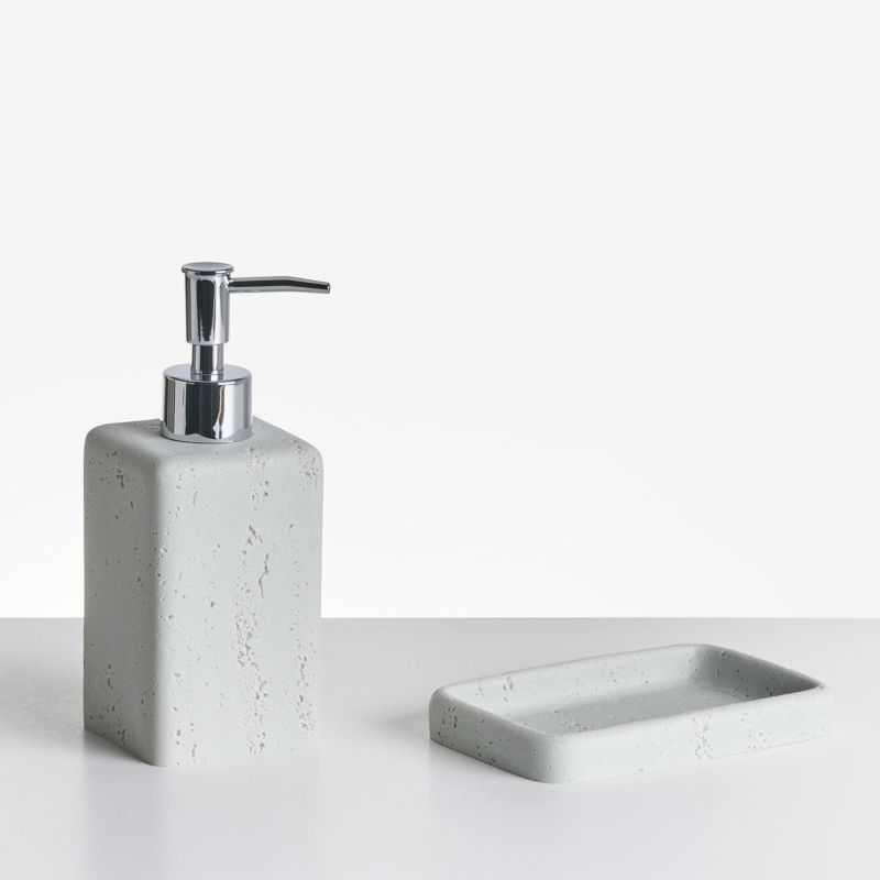 Badeværelsessæt 5 Dele Grå Betonlook 10x10x38 cm