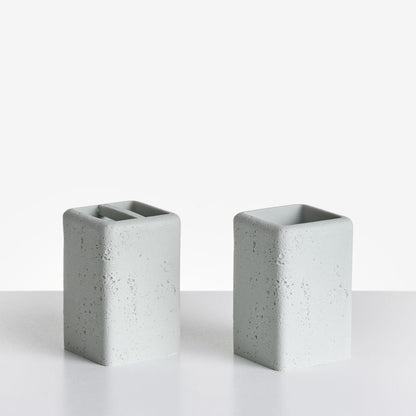 Badeværelsessæt 5 Dele Grå Betonlook 10x10x38 cm