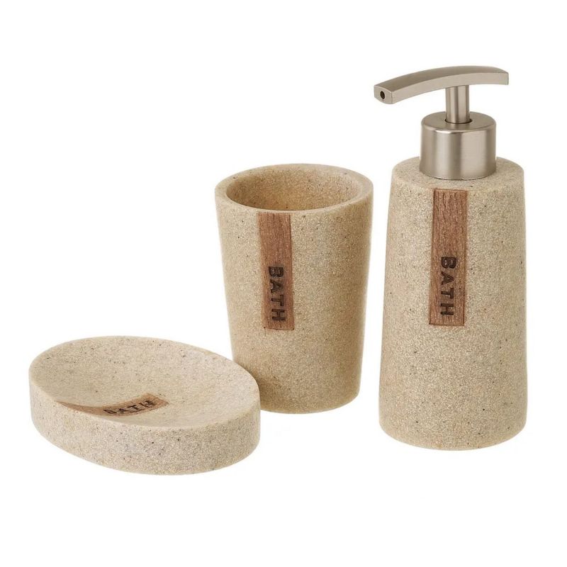 Badeværelsessæt 3 Dele Beige Plast 75x75x165 mm