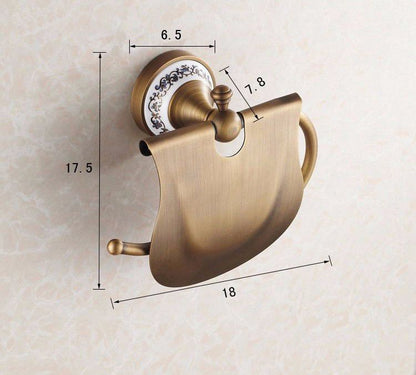 Badeværelsessæt Børstet Messing med Porcelæn 6 Dele 100 cm