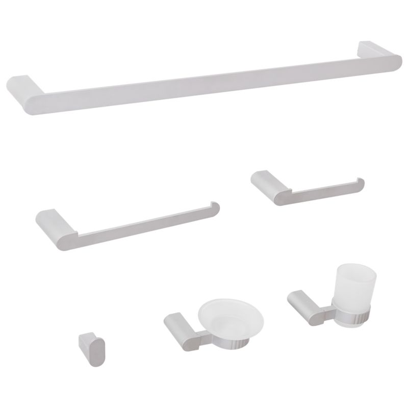 Badeværelsessæt 6 Dele Aluminium Sølv 59 cm