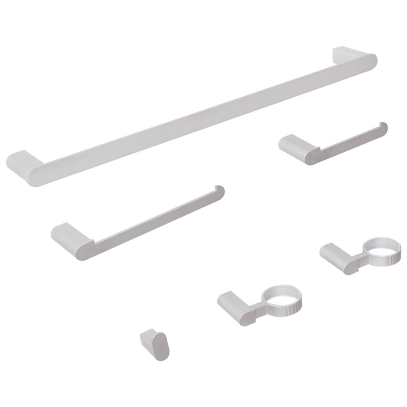 Badeværelsessæt 6 Dele Aluminium Sølv 59 cm