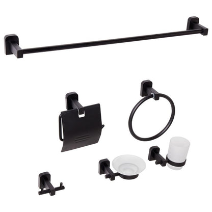 Badeværelsessæt 6 Dele Aluminium Sort 60 cm